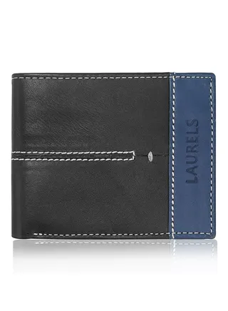 Bloke Leather Bi-Fold Wallet Black/Blue 