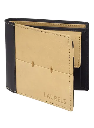 Bloke Leather Bi-Fold Wallet Beige/Black 