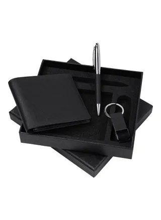 3-Piece Mens Wallet Set Black 