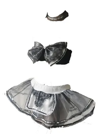 Women Color Block Halter Crop Top and Mini Skirt Stockings Costumes Lingerie Set. 