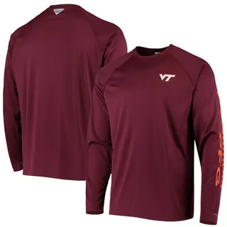 Men's Pfg Maroon Virginia Tech Hokies Terminal Tackle Omni-Shade Long Sleeve T-shirt