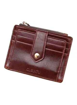Faux Leather Bifold Wallet Brown 