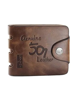 Mens Genuine Leather Bifold Wallet Men's Short Wallet Retro Wallet Large Capacity Buckle Men Wallet 
