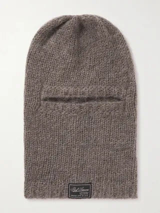 Logo-Appliquéd Ribbed Mohair-Blend Balaclava