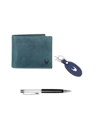 Leather Wallet Keychain And Pen Combo For Men Gift Hamper 