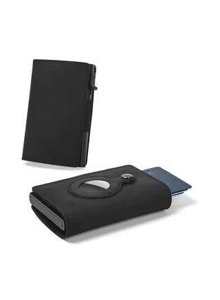 Pocket-Sized and Slim Design Multipurpose Accessory for Air Tag Black Leather 