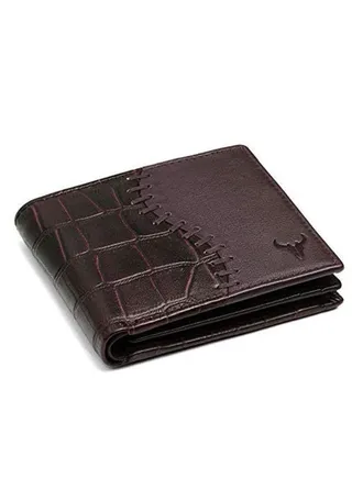Maroon Leather Wallet for Men I 4 Card Slots I 2 Currency Compartments I 1 ID Window I 3 Secret Compartments I External Card Slot I 1 Coin Pocket 