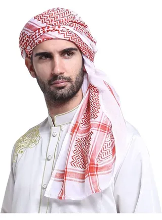 Men's Large Arab Shelagh Headscarf Muslim Headcover Shawl Keffiyeh Arabic Scarf 