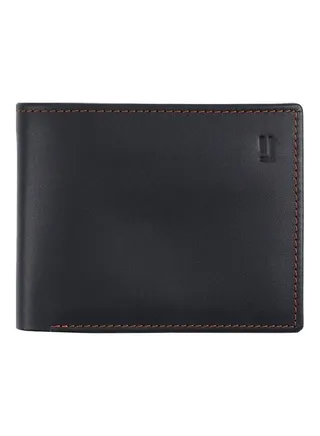 Leather Rome Wallet Black & Red 