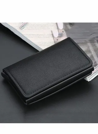 Card Hold, Mad Cow Leather Unisex, Automatic Pop up Wallet, Unisex Metal Anti RFID Wallet Credit ID Holder Men Women Business Cardholder Cash Pocket Case Pass 