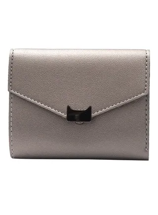 Trifold Leather Wallet Silver 