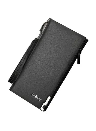 Multifunctional Leather Long Paragraph Wallet Black 