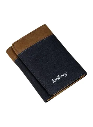 Trifold Fabric Wallet Blue/Brown 