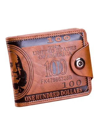 Classic Leather US Dollar Bi-Fold Card Case Brown 