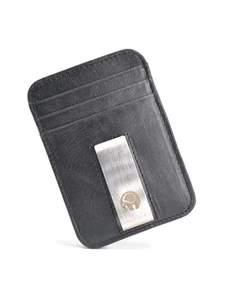 Minimalist Wallet, Slim Leather Wallet for Men Women, Credit Card Holder Wallet, RFID Blocking Front Pocket Wallet Gift for Husband Dad Wife Boyfriend Slim Money Clip Wallet (Black) 