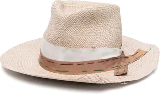 Interwoven-Design Straw Hat