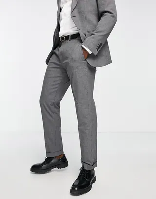 Selected Homme slim fit suit pants in gray houndstooth