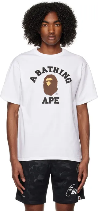 BAPE White College T-Shirt