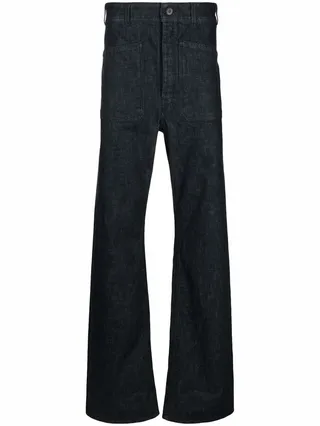 Wide-Leg Patch Pocket Jeans