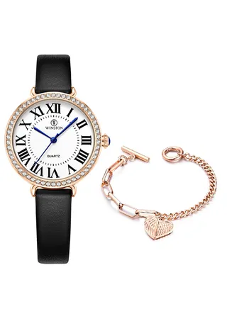 Leather Analog Watch Set WWT6847 