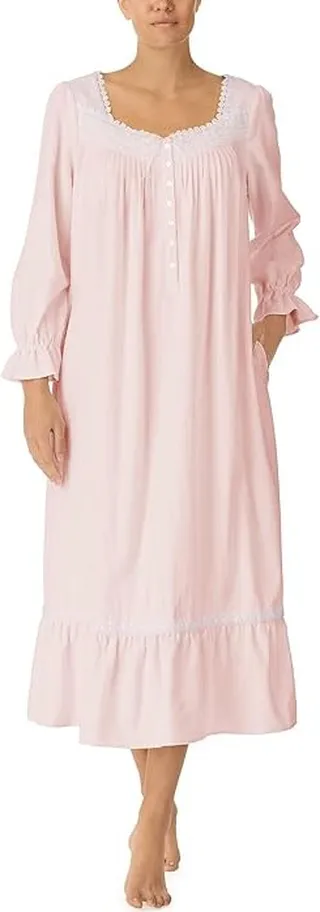 Eileen West Long Sleeve Flannel Ballet Gown (Rose) Women's Pajama