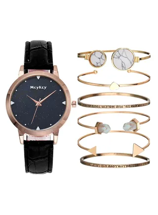 women 7-Piece Analog Watch And Bracelet Set 226 