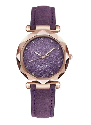 Women's rhinestones watch frosted leather strap casual trend watch bracelet two piece set 