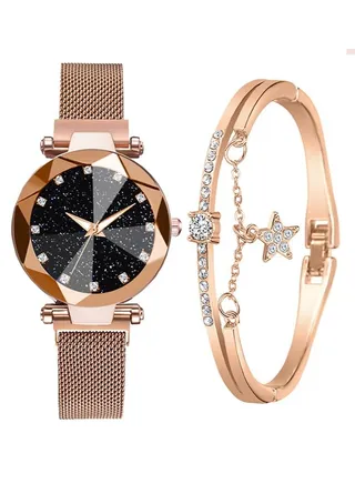 Women's Stainless Steel Analog Watch with 1 Bracelet/Rose Gold 