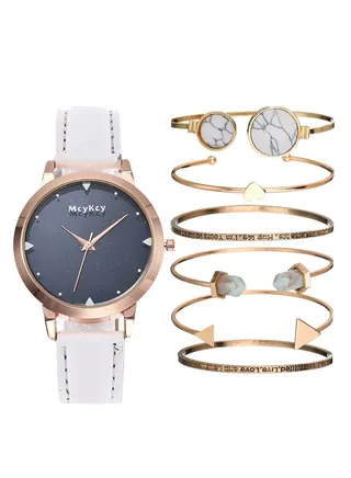 women 7-Piece Analog Watch And Bracelet Set 227 