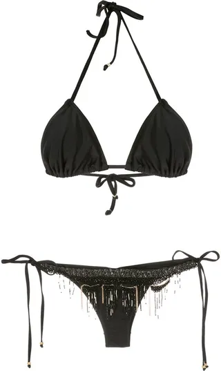 Embroidered Triangle Bikini Set