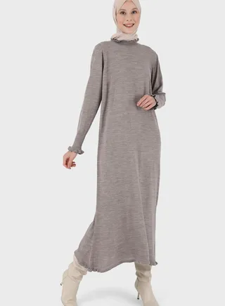Lettuce Hem Knitted Dress 
