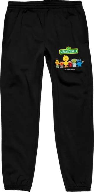 Sesame Street "Sesame Street Gang" Men’s Black Graphic Sweatpants-Medium