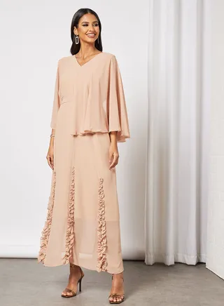 Ruffle Godet Effect Dress 
