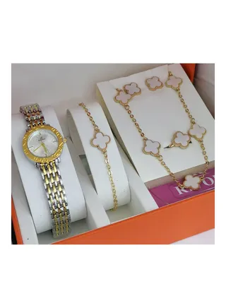 Soft watch set for women, Japanese machine, with a chain, bracelet and ring 