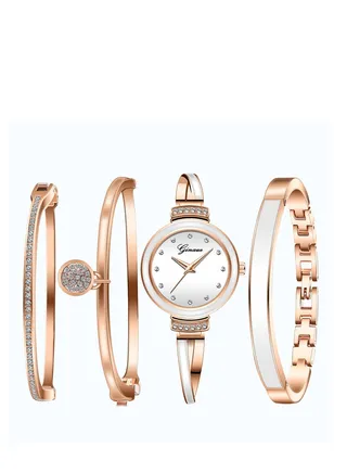 Stylish beautiful Ladies Watch Bracelet 4PCS Charming and elegant holiday gift women's Watch Set 