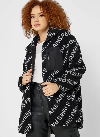 Printed Pocket Detail Jacket 