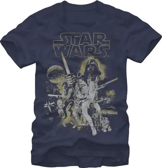 Men's Star Wars Poster Throwback T-Shirt - Navy Blue - X Large
