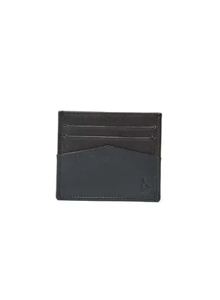 Fashionable Logo Embellished Genuine Leather Card Holder With A Built-In Pocket 