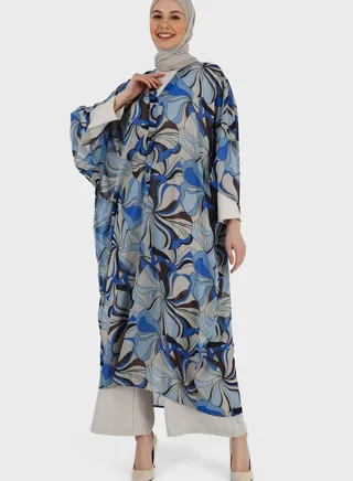 Cape Sleeve Floral Print Abaya