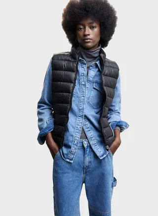 Zip Through Puffer Vest Jacket 
