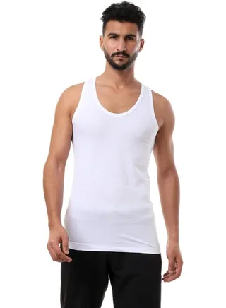 Dice Round-Neck Solid Sleeveless Undershirt for Men 