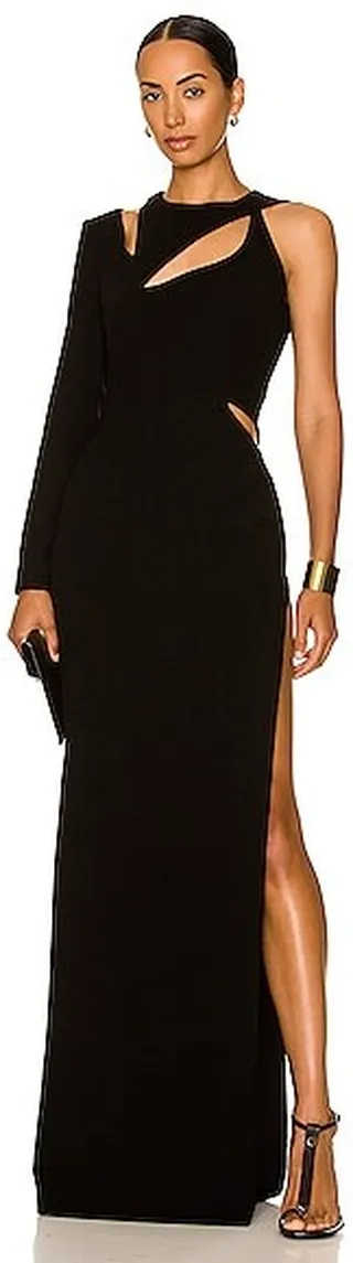 MONOT One Shoulder Cut Out Gown in Black
