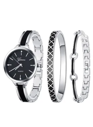 Women's 3-Piece Stainless Steel Watch And Bracelet Set 8280 