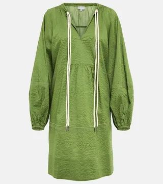 Balloon-sleeve cotton dress