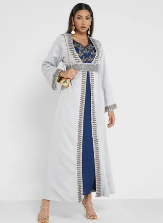Printed Belted Jalabiya 