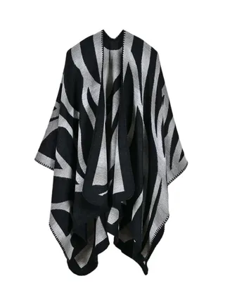 Camouflage Poncho Style Cape Black/Grey 