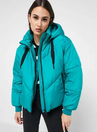 Zip Through Hooded Puffer Jacket 