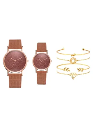 unisex Analog Watch And Bracelet Set 