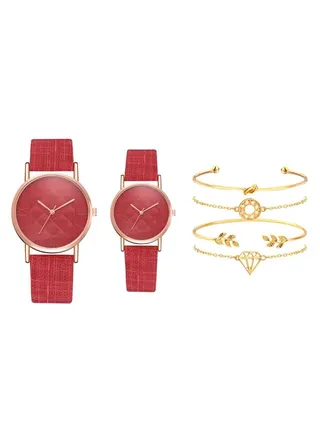 Analog Watch And Bracelet Set 