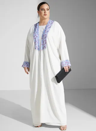 Embellished Detail Abaya With Inner & Sheila 
